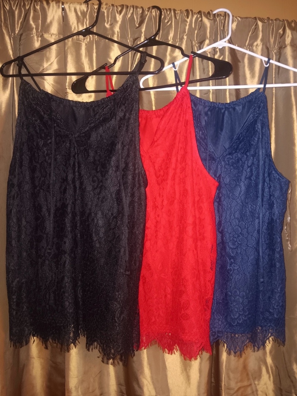 No Boundaries Lace Camisole Trio - Black, Red, Blue